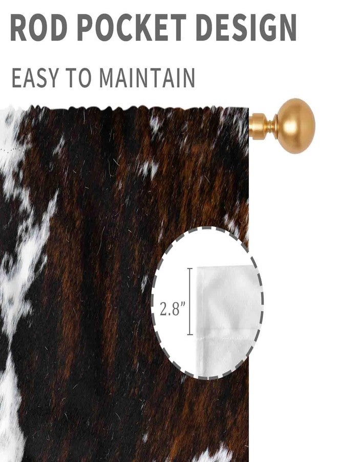 TKUYO Cow Print Curtains, Rustic Brown Cowhide Cow Printed Pattern Farmhouse Western Blackout Curtains for Bedroom Living Room Kitchen Highland Cow Skin Fur Window Treatments Drapes 2 Panel, 42"x45" Inch - Image 5